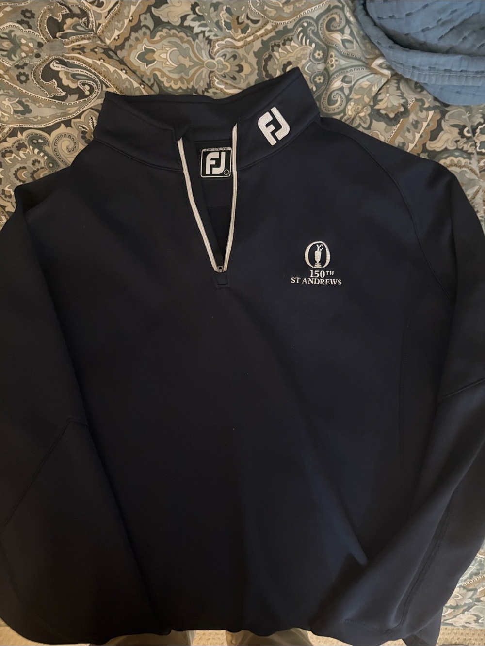 FootJoy st Andrew’s 150th open Navy and White Quarter-Zip Golf Pullover
